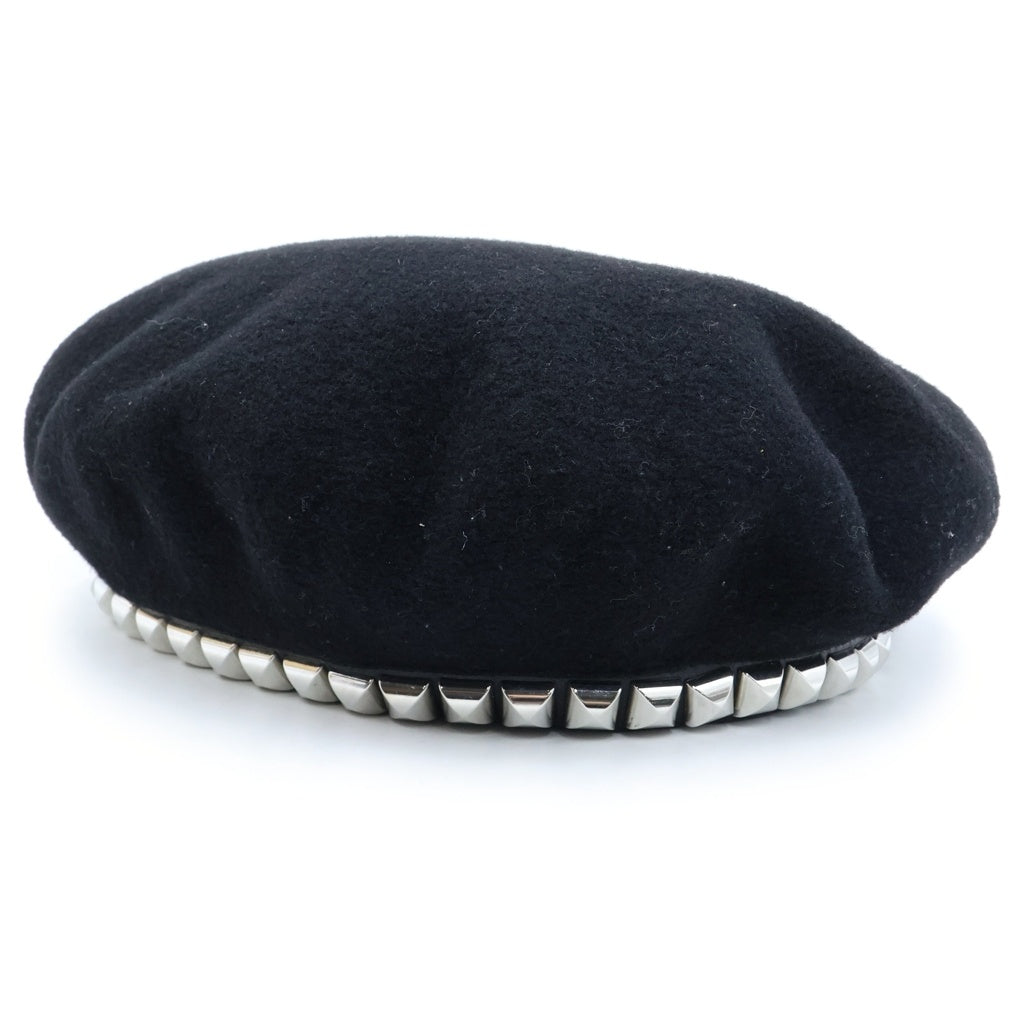VAQUERA(ヴァケラ) Studded Leather Beret スタッズ レザー ベレー帽 帽子 ブラック レディース