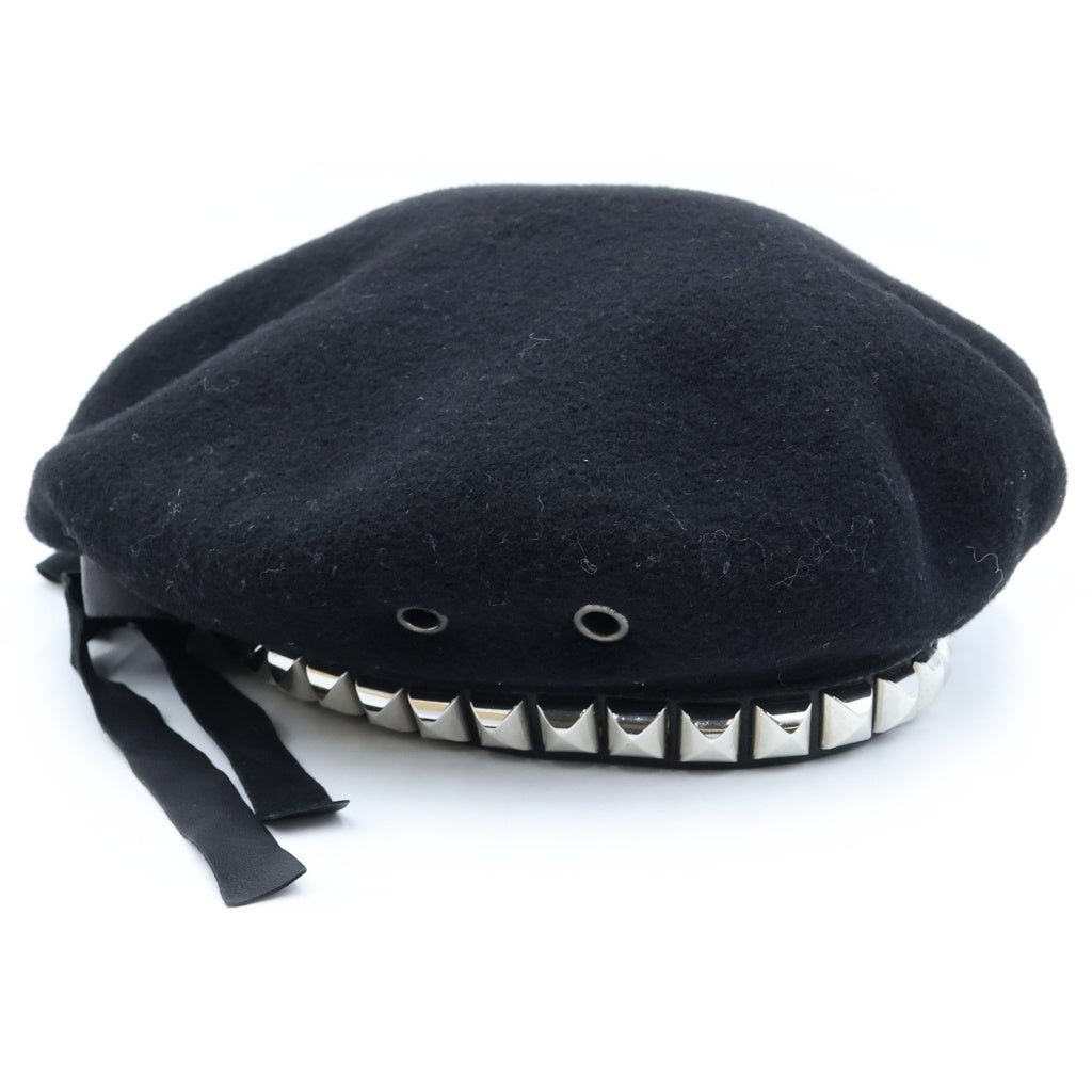 VAQUERA(ヴァケラ) Studded Leather Beret スタッズ レザー ベレー帽 帽子 ブラック レディース