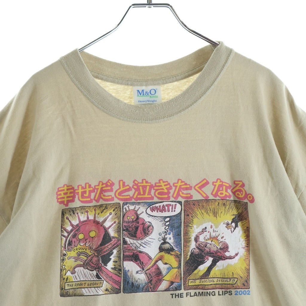 VINTAGE(ヴィンテージ) 00s FLAMING LIPS 2003 YOSHIMI BATTLES THE PINK ROBOTS 幸せだと泣きたくなる クルーネックTシャツ ベージュ