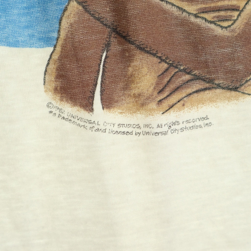 VINTAGE(ヴィンテージ) 80s E.T. MOVIE TEE イーティー ムービー 映画 半袖Tシャツ 七分袖 カットソー ラグラン ホワイト/ブラウン