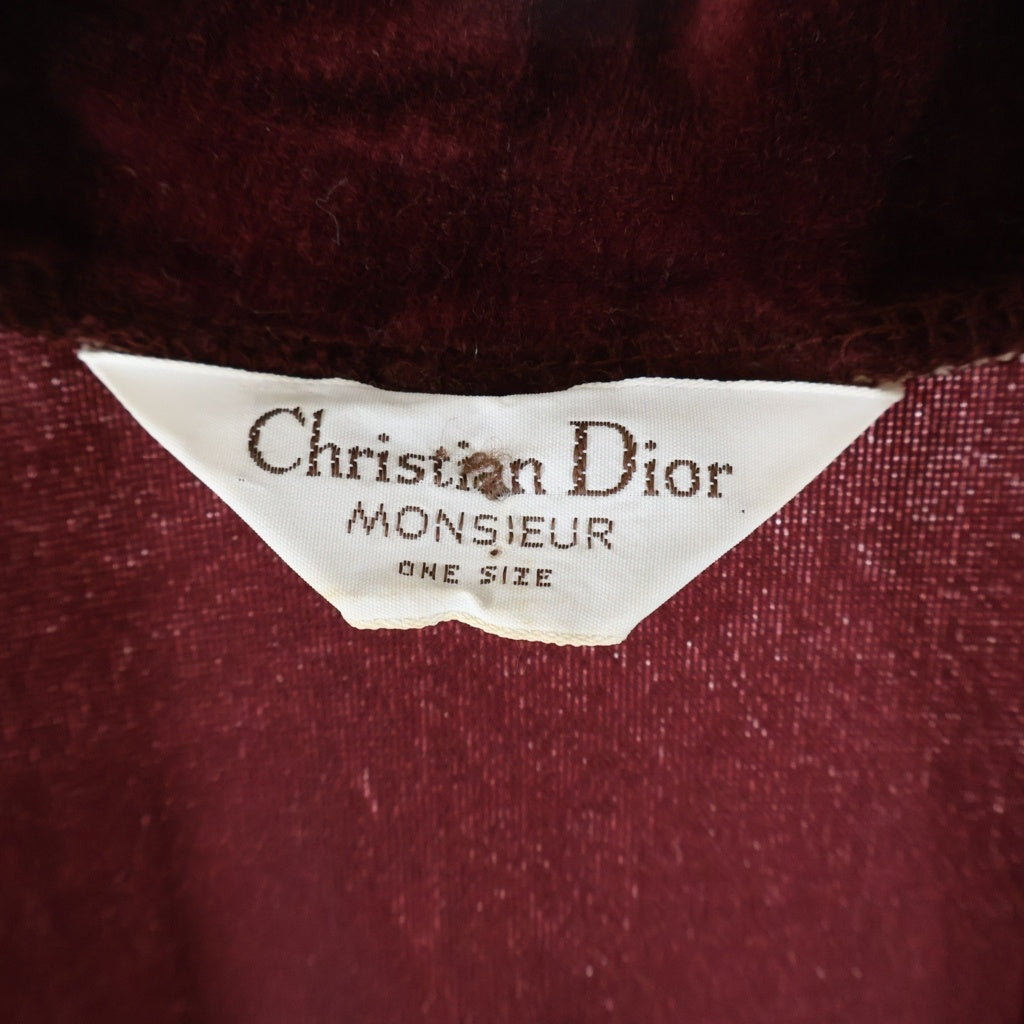 Christian Dior MONSIEUR(クリスチャンディオールムッシュ) ロゴ刺繍 ベロア ロングカーディガン ガウン ワインレッド
