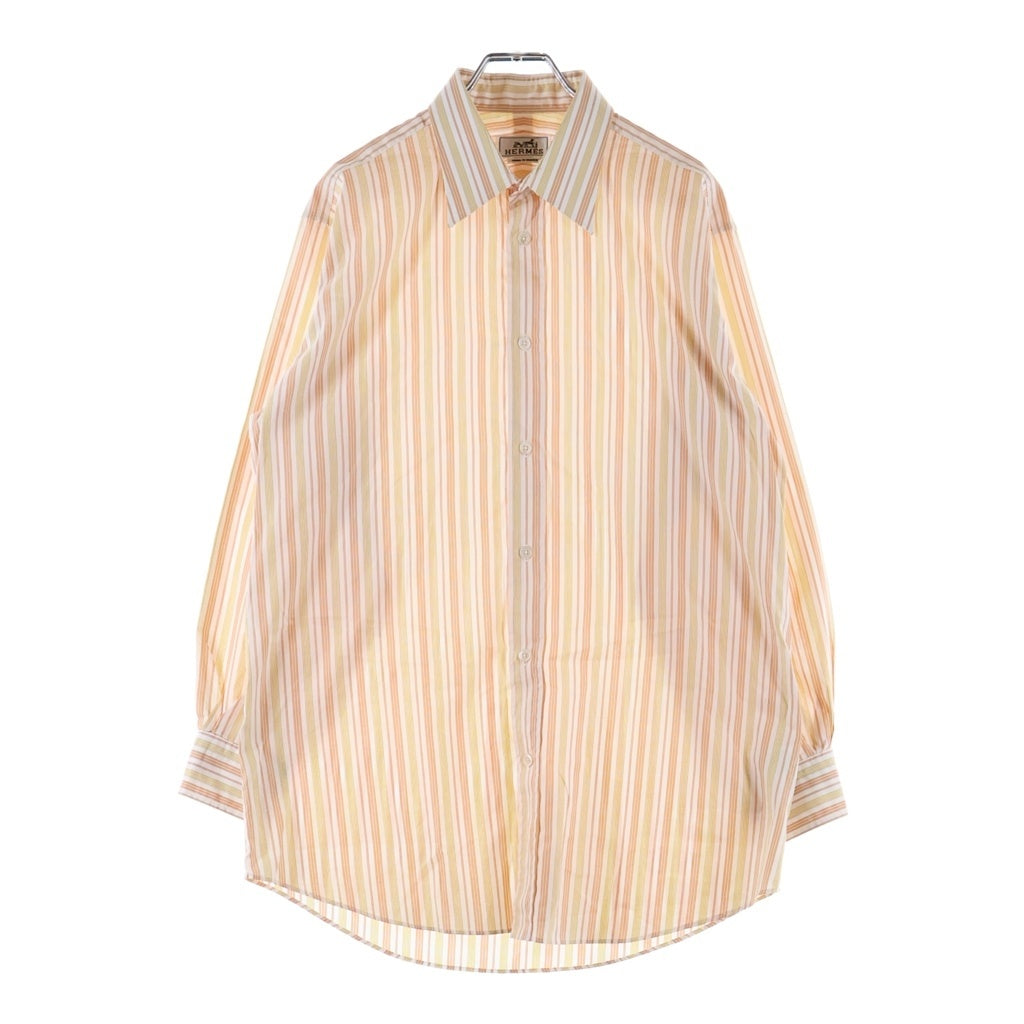 HERMES(エルメス) L/S Shirt ロングスリーブ 長袖シャツ ストライプ オレンジ