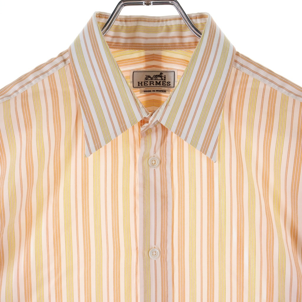 HERMES(エルメス) L/S Shirt ロングスリーブ 長袖シャツ ストライプ オレンジ