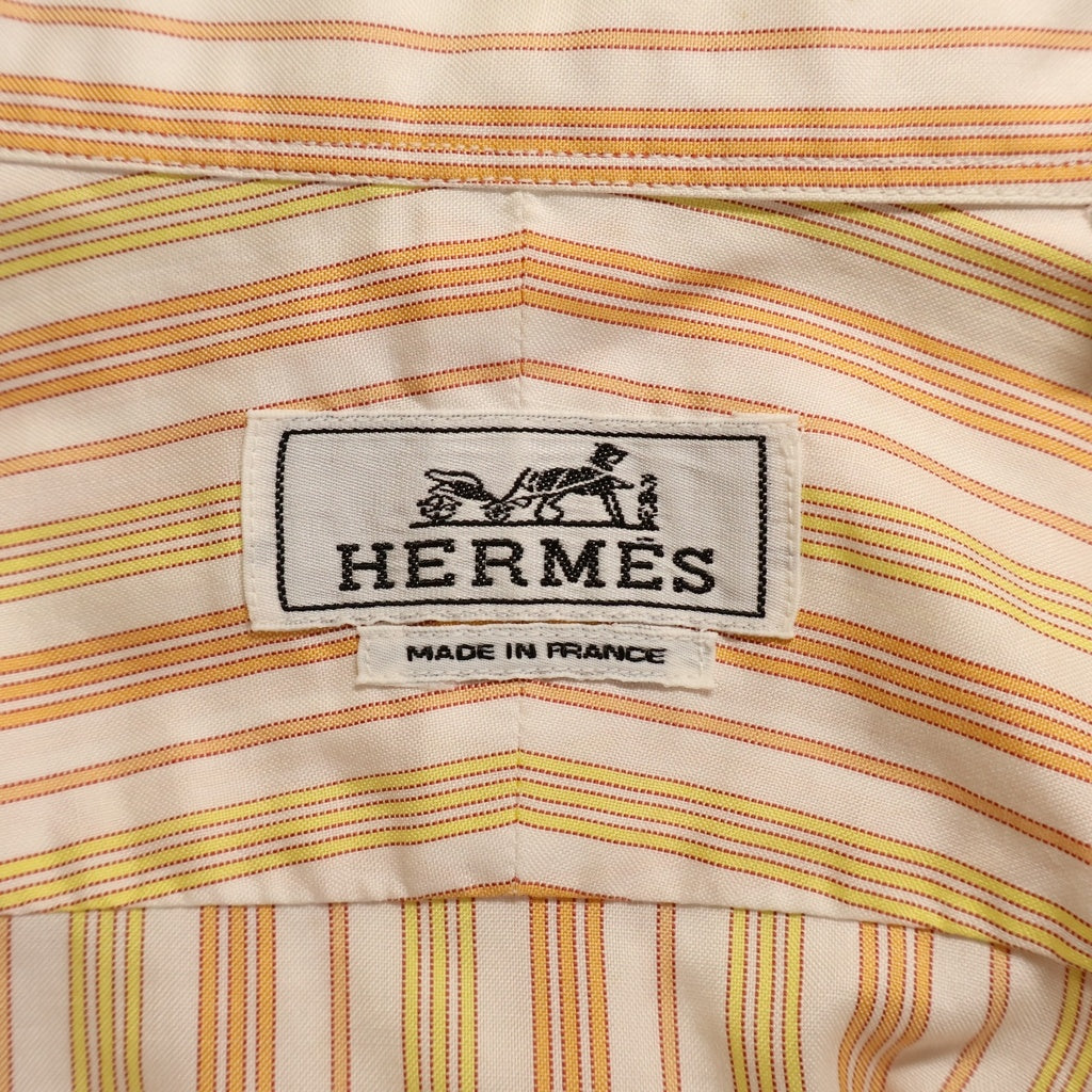 HERMES(エルメス) L/S Shirt ロングスリーブ 長袖シャツ ストライプ オレンジ