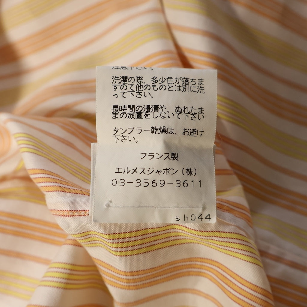 HERMES(エルメス) L/S Shirt ロングスリーブ 長袖シャツ ストライプ オレンジ