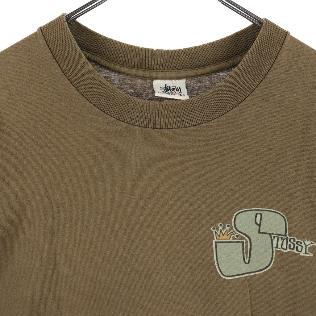 STUSSY(ステューシー) 90s OLD Phat S Tee クラウン 半袖Tシャツ カットソー ブラウン
