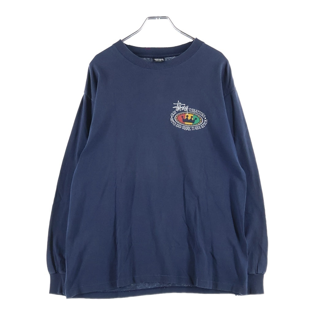 STUSSY(ステューシー) 80-90s OLD ラスタ クラウン サークルロゴ L/S Tee 長袖Tシャツ カットソー ネイビー