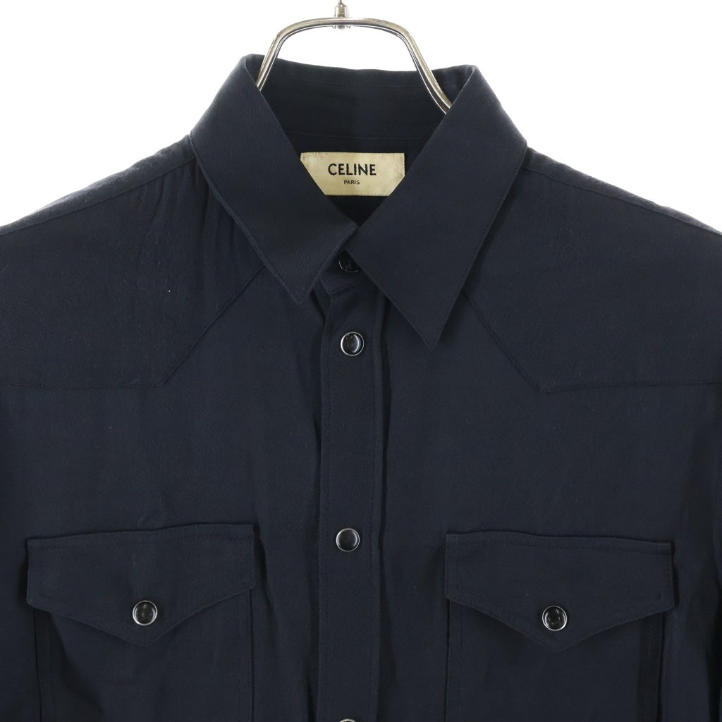 CELINE(セリーヌ) 19SS ウエスタンレーヨン ロングスリーブ長袖シャツ 2C027400E ブラック