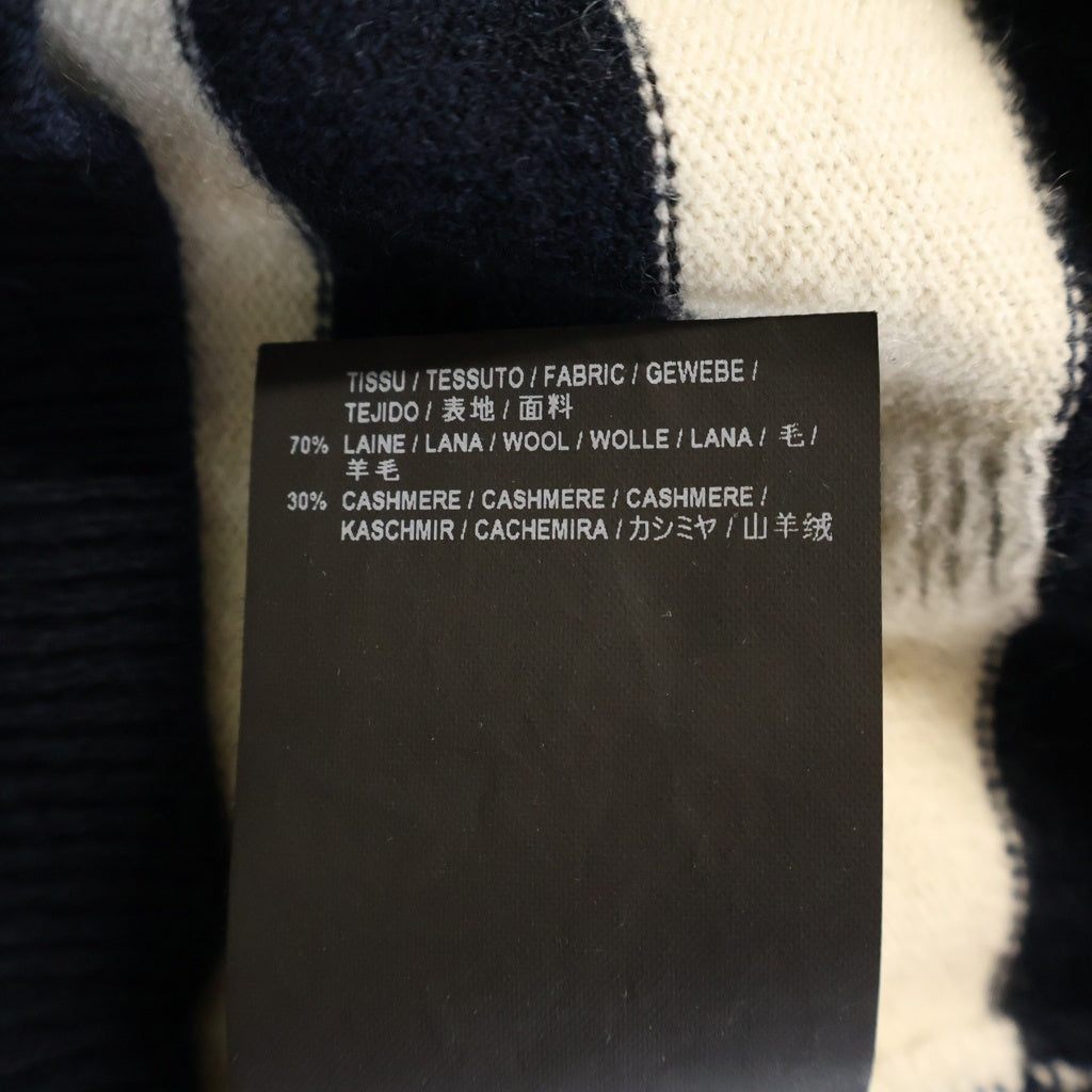 SAINT LAURENT PARIS(サンローランパリ) ダメージ加工 ウールボーダー 長袖ニット セーター 454193 Y1SM1 ネイビー/ホワイト
