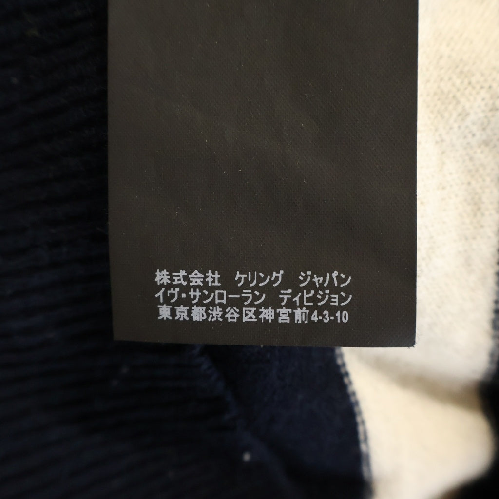 SAINT LAURENT PARIS(サンローランパリ) ダメージ加工 ウールボーダー 長袖ニット セーター 454193 Y1SM1 ネイビー/ホワイト