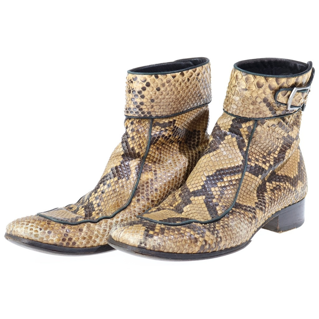 SAINT LAURENT PARIS(サンローランパリ) MILES BOOTS パイソンレザー ベルテッドブーツ ベージュ 552702