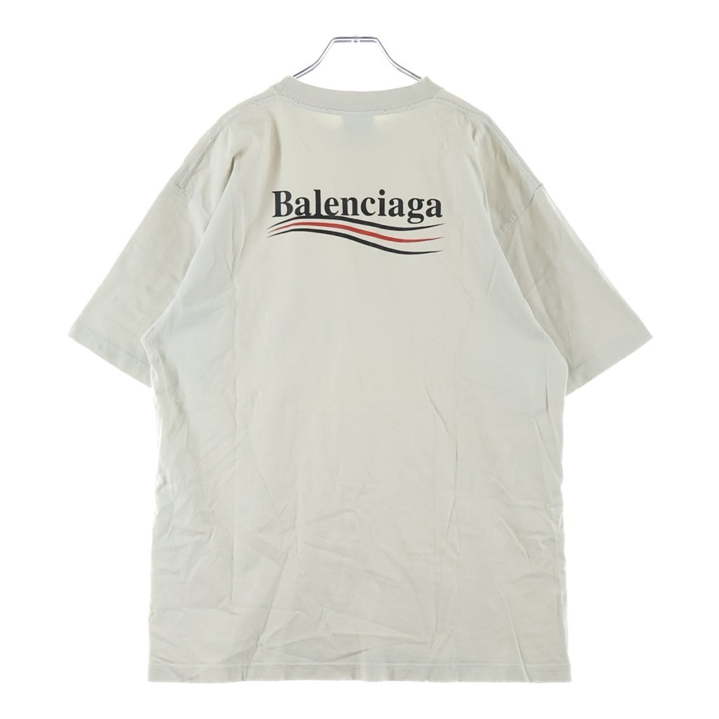 BALENCIAGA(バレンシアガ) Political Campaign Tee キャンペーンロゴ ダメージ加工 半袖Tシャツ ベージュ 641655 TNVG5