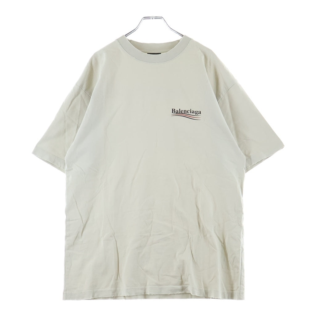 BALENCIAGA(バレンシアガ) Political Campaign Tee キャンペーンロゴ ダメージ加工 半袖Tシャツ ベージュ 641655 TNVG5