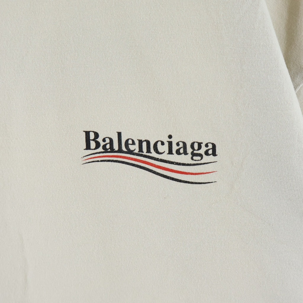 BALENCIAGA(バレンシアガ) Political Campaign Tee キャンペーンロゴ ダメージ加工 半袖Tシャツ ベージュ 641655 TNVG5