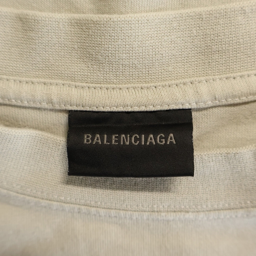 BALENCIAGA(バレンシアガ) Political Campaign Tee キャンペーンロゴ ダメージ加工 半袖Tシャツ ベージュ 641655 TNVG5