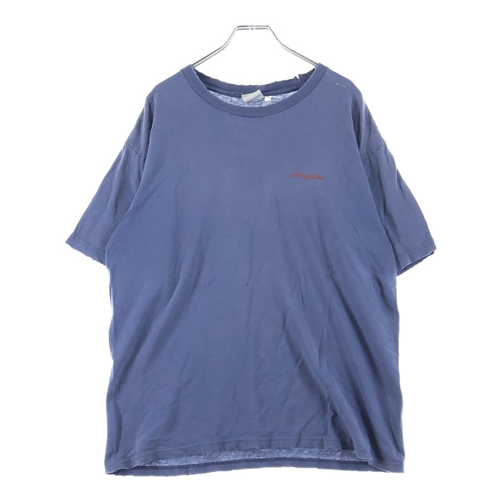 PATAGONIA(パタゴニア) 90S VINTAGE USA製 両面ロゴプリント クルーネック半袖Tシャツ カットソー ネイビー
