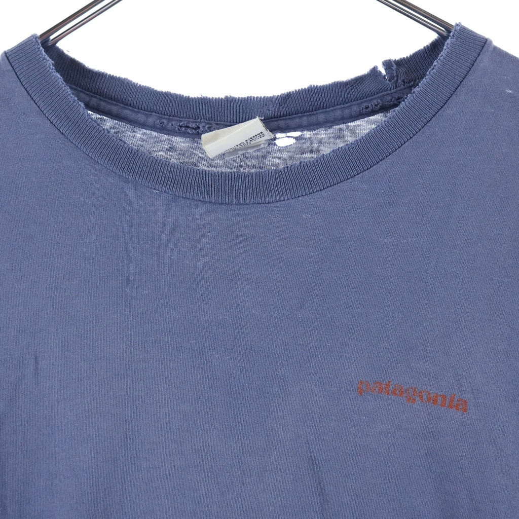 PATAGONIA(パタゴニア) 90S VINTAGE USA製 両面ロゴプリント クルーネック半袖Tシャツ カットソー ネイビー