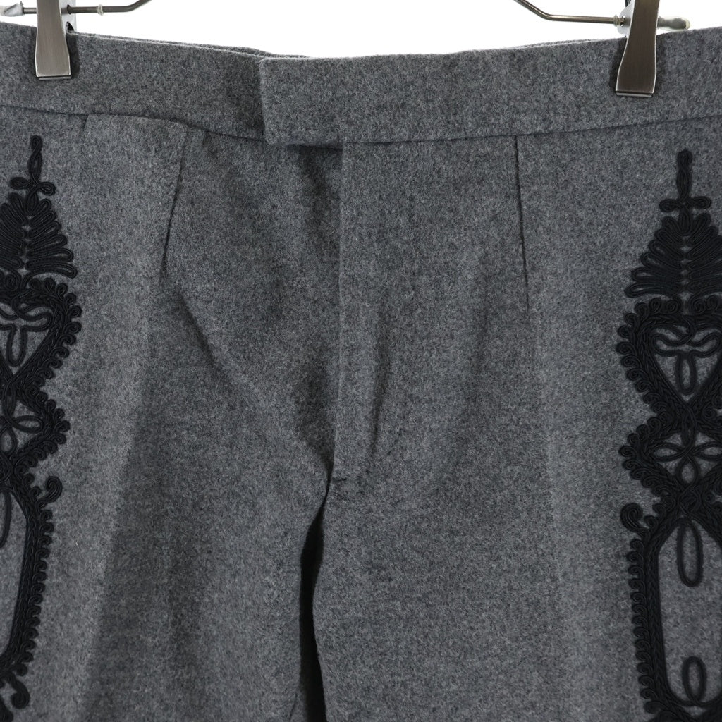 Alexander McQueen(アレキサンダーマックイーン) 06 EMBROIDERY SIDE LINE WOOL SLACKS PANTS 刺繍 サイドライン ウールスラックスパンツ グレー