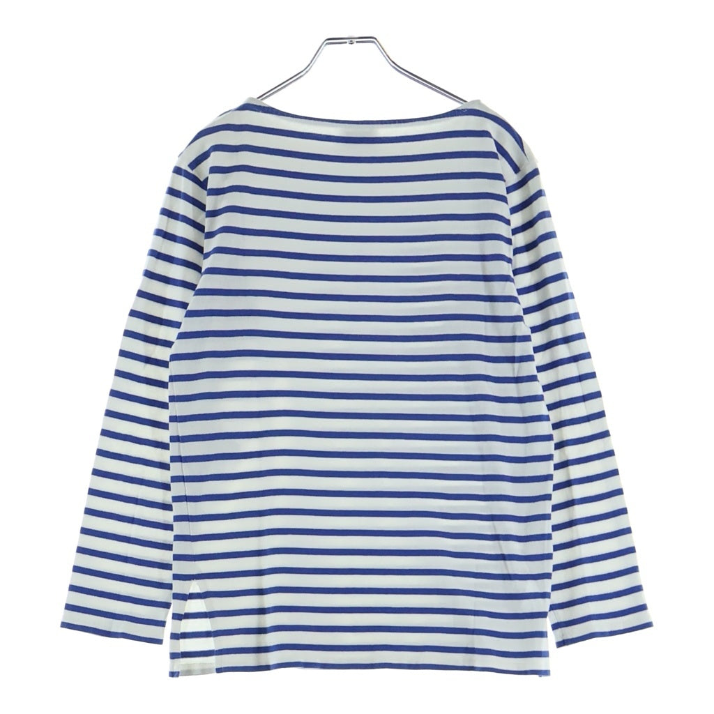 SAINT LAURENT PARIS(サンローランパリ) 15SS Hedi期 サイコロック期 サイドスリット ボーダーボートネック長袖Tシャツ ブルー/ホワイト UP53 2014 00702