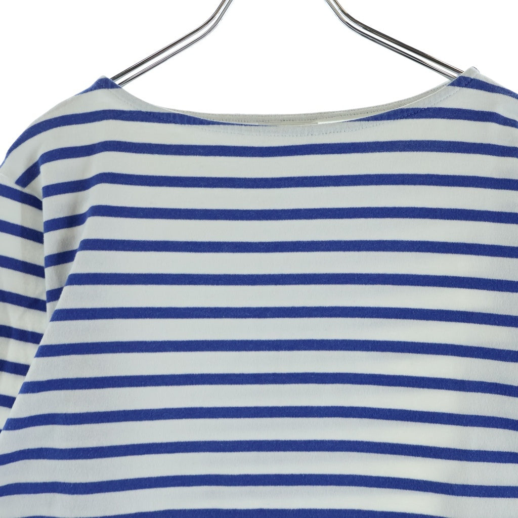 SAINT LAURENT PARIS(サンローランパリ) 15SS Hedi期 サイコロック期 サイドスリット ボーダーボートネック長袖Tシャツ ブルー/ホワイト UP53 2014 00702