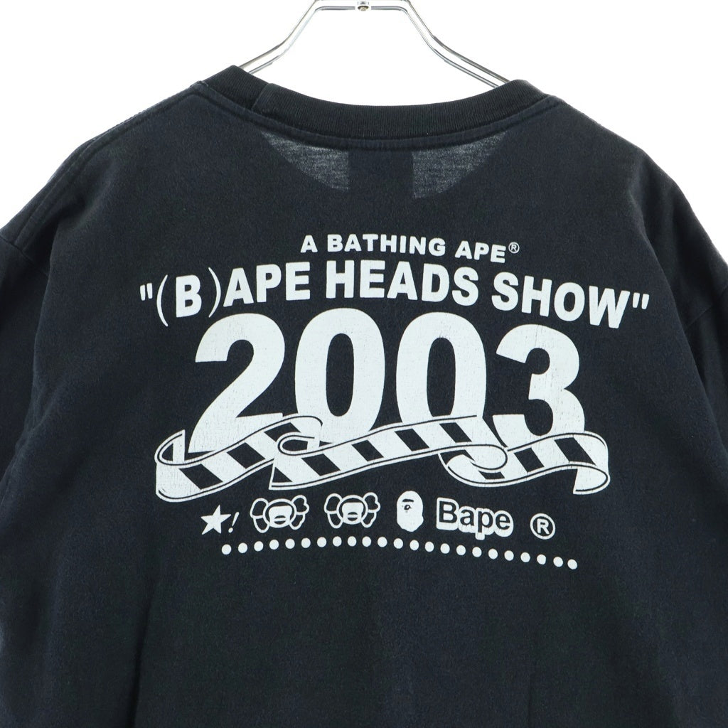 A BATHING APE(アベイシングエイプ) VINTAGE BAPE HEADS SHOW 2003 LIMITED LIPS AND TONGUE PRINT S/S TEE ヴィンテージ リップス&タン プリント半袖Tシャツ カットソー ブラック