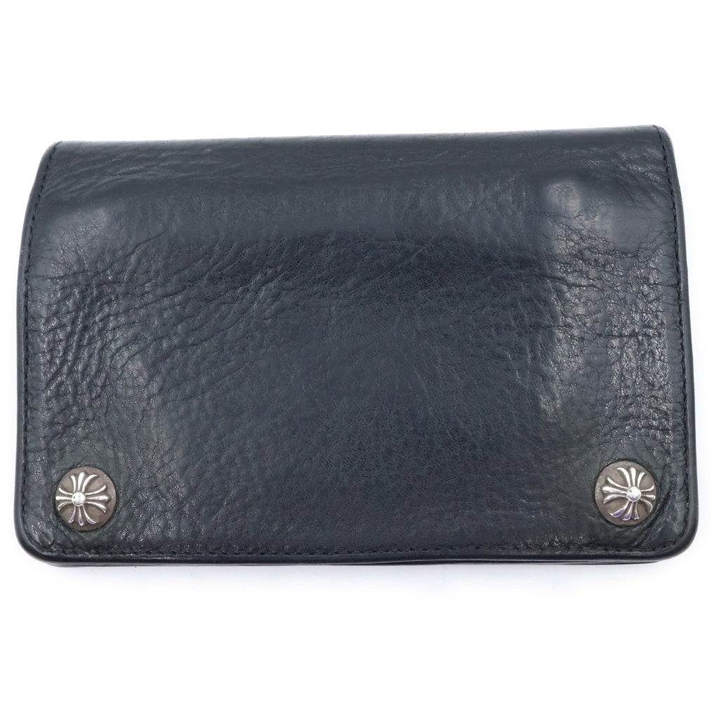 CHROME HEARTS(クロムハーツ) 2ZIP 2ジップ クロスボールボタンレザーウォレット 財布 ブラック BCA363
