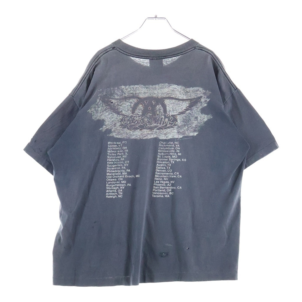 VINTAGE(ヴィンテージ) 90S AEROSMITH GET A GRIP 1993 エアロスミス ゲットアグリップ 両面プリント クルーネック半袖バンドTシャツ ブラック