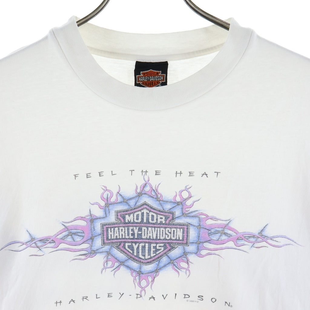 HARLEY DAVIDSON(ハーレーダビッドソン) 90s VINTAGE Blue Flame L/S Tee ヴィンテージ ブルーフレイム アイアンクロス 長袖Tシャツ カットソー ホワイト