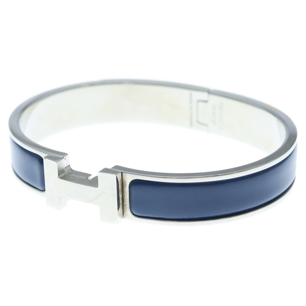 HERMES(エルメス) クリックH ロゴ エナメル バングル ブレスレット シルバー/ブルー FI 01 57 レディース