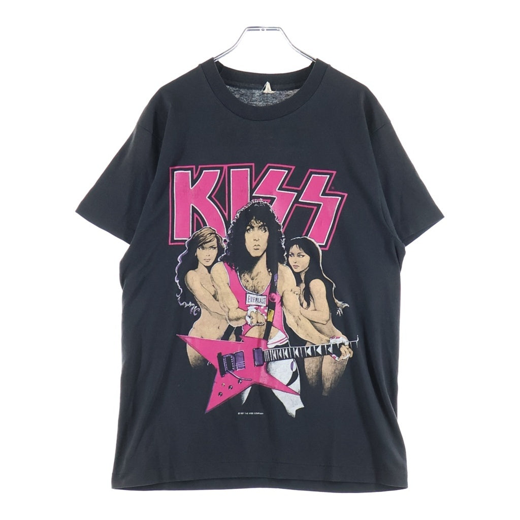 VINTAGE(ヴィンテージ) 80S VINTAGE KISS LIFE IS LIKE SEX 1987 キス ライフ イズ ライク セックス クルーネック半袖バンドTシャツ カットソーブラック