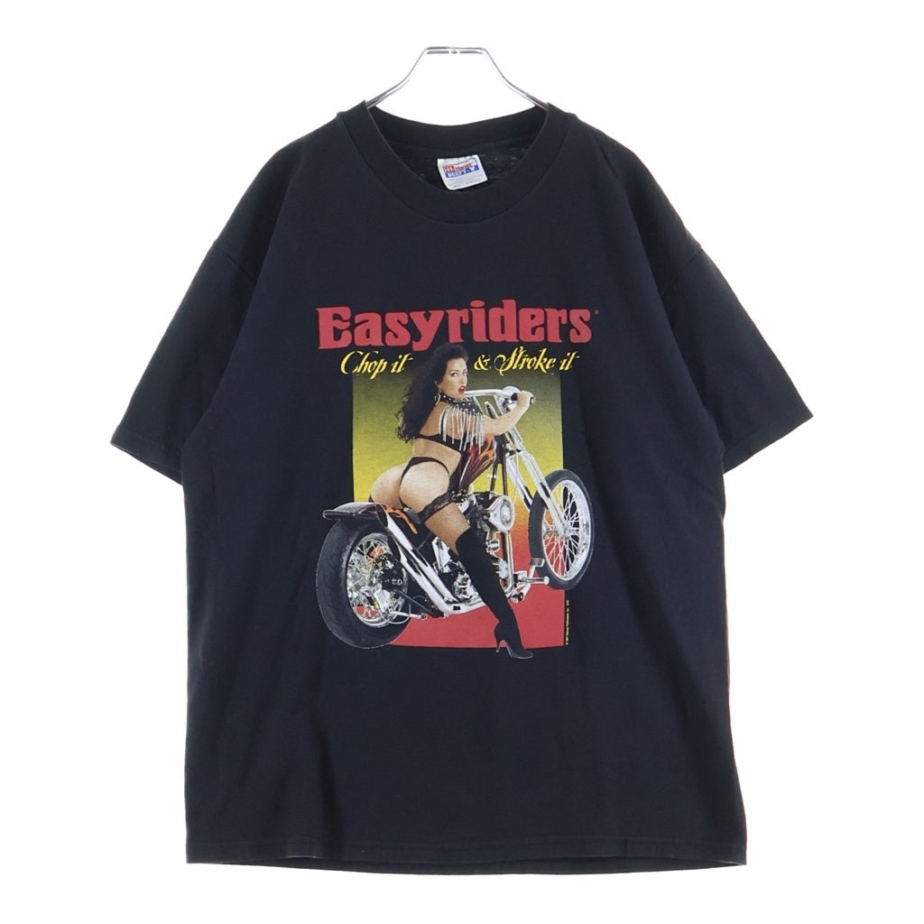 VINTAGE(ヴィンテージ) 1997 EASYRIDERS CHOP & STROKE IT イージーライダース 両面プリント クルーネック半袖Tシャツ カットソー ブラック