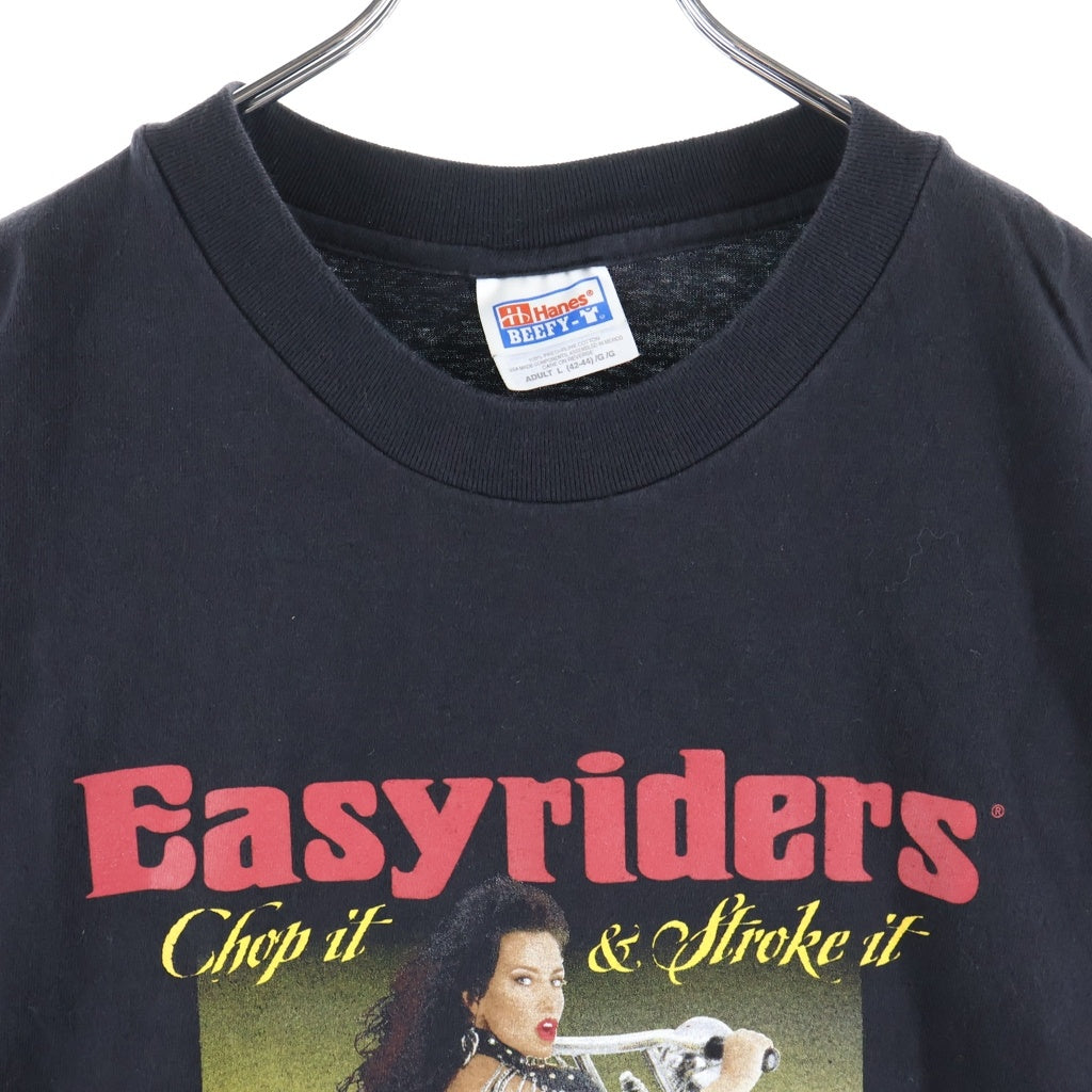 VINTAGE(ヴィンテージ) 1997 EASYRIDERS CHOP & STROKE IT イージーライダース 両面プリント クルーネック半袖Tシャツ カットソー ブラック