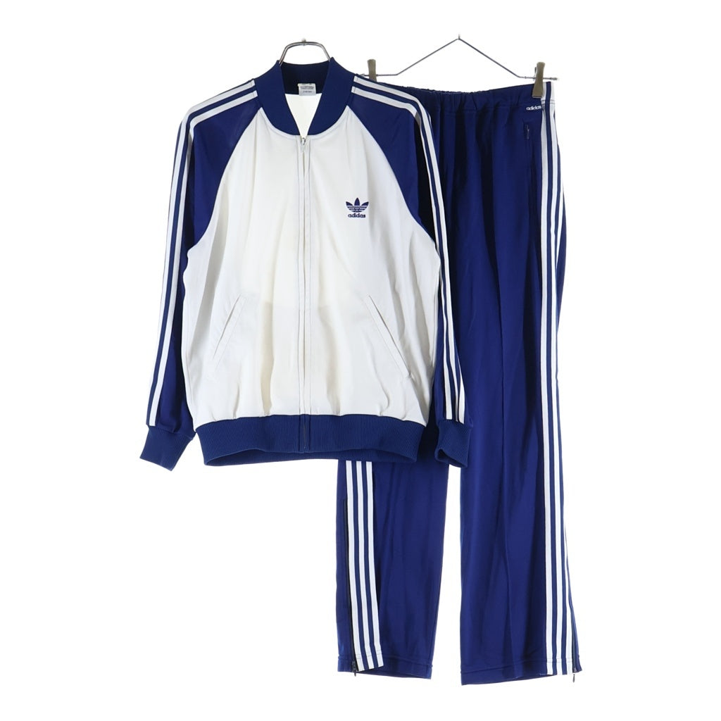 adidas(アディダス) 70S VINTAGE 西ドイツ製 デサント サイドライントラックジャケット トラックパンツ セットアップ ホワイト/ブルー C- OS-3011
