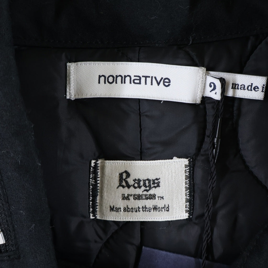 NO BRAND(ノーブランド) ×Rags McGREGOR TROOPER PUFF COAT COTTON TWILL ラグス マックレガー ドローコード モッズコート ブラック NN-JU2851