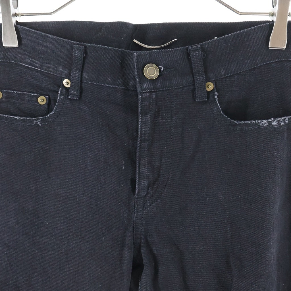 SAINT LAURENT PARIS(サンローランパリ) 15SS Archive Hedi期 Low West Skinny Denim Pants D02 M/SK-LW ローウエスト スキニー クラッシュデニム パンツ ダメージ加工 ブラック UP53 2015 00314