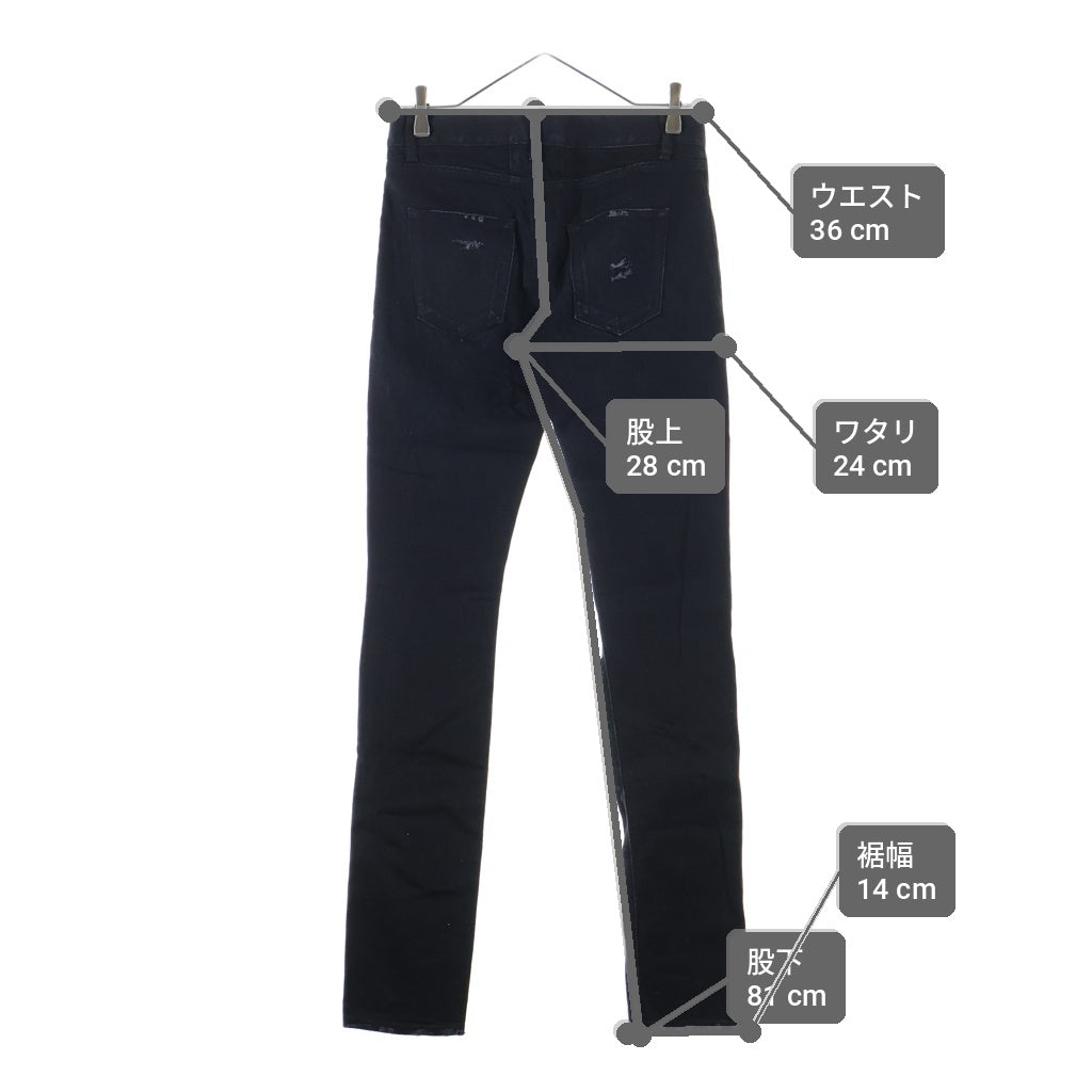 SAINT LAURENT PARIS(サンローランパリ) 15SS Archive Hedi期 Low West Skinny Denim Pants D02 M/SK-LW ローウエスト スキニー クラッシュデニム パンツ ダメージ加工 ブラック UP53 2015 00314