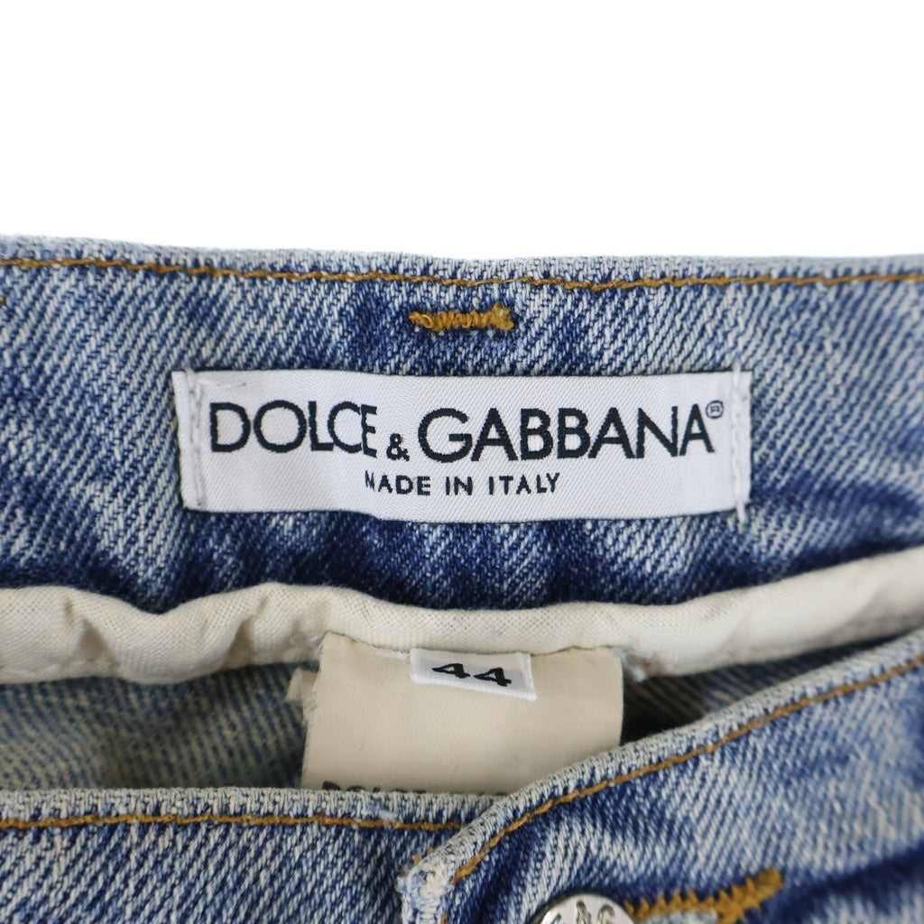 DOLCE & GABBANA(ドルチェアンドガッバーナ) OLD Crash Straight Denim Pants オールド クラッシュ リペア加工 ストレート デニム パンツ インディゴ P61T 9408