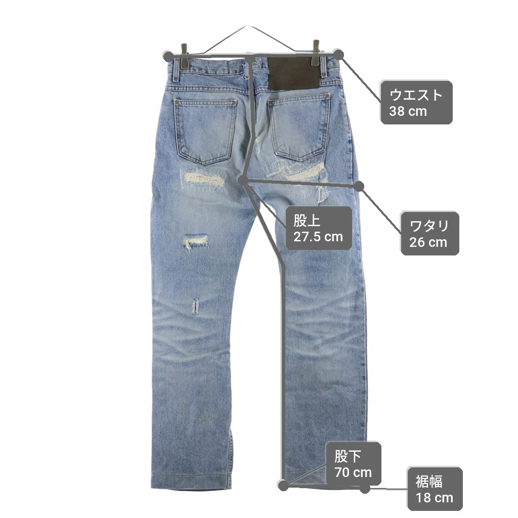 DOLCE & GABBANA(ドルチェアンドガッバーナ) OLD Crash Straight Denim Pants オールド クラッシュ リペア加工 ストレート デニム パンツ インディゴ P61T 9408