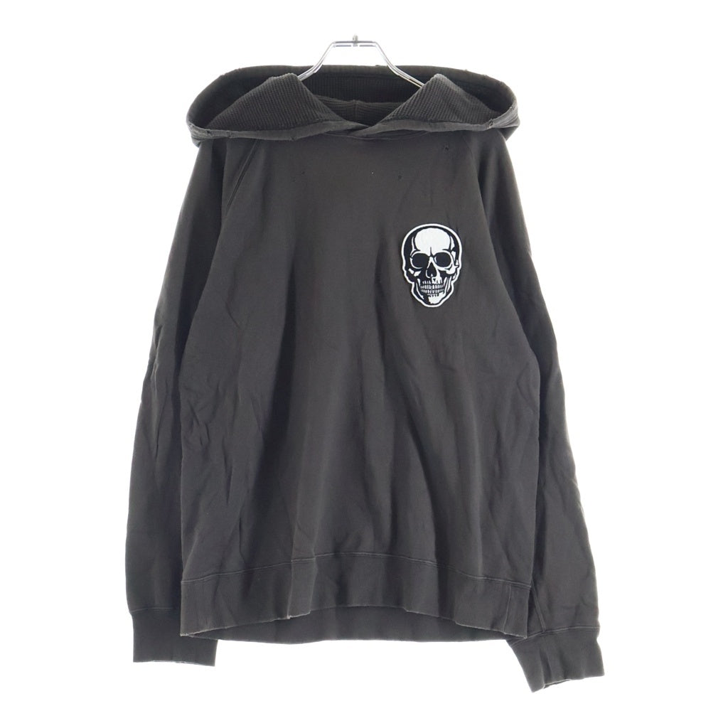 NUMBER (N)INE(ナンバーナイン) 04AW Archive DREAM期 Skull スカル ワッペン プルオーバーフーディー パーカー チャコールブラウン