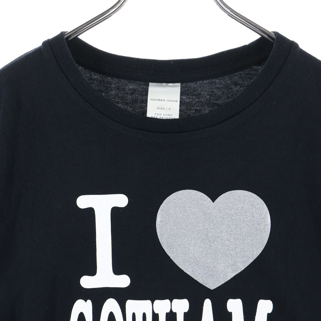 NUMBER (N)INE(ナンバーナイン) 02SS Archive MODERN AGE期 I LOVE GOTHAM ラメ 半袖Tシャツ カットソー ブラック
