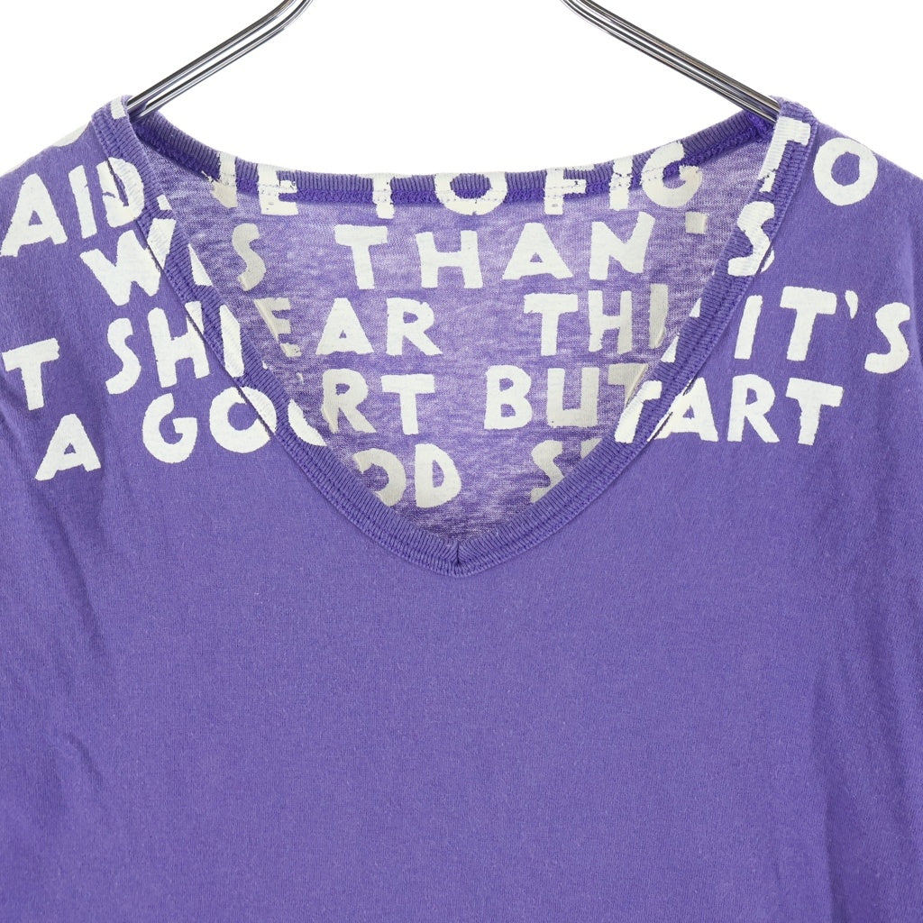 Maison Martin Margiela(メゾンマルタンマルジェラ) 05AW ARCHIVE ここのえ期 エイズT 両面プリント Vネック半袖Tシャツ カットソー パープル 30 XM099