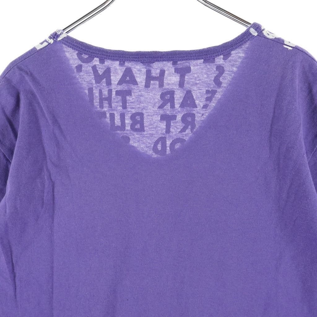 Maison Martin Margiela(メゾンマルタンマルジェラ) 05AW ARCHIVE ここのえ期 エイズT 両面プリント Vネック半袖Tシャツ カットソー パープル 30 XM099