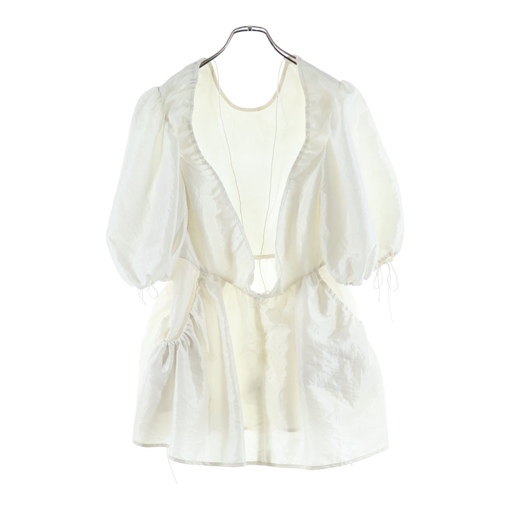 CECILIE BAHNSEN(セリシーバンセン) 21SS LULU TOP ドローコード バックオープンデザイン パフスリーブ ホワイト SC21‐0001 レディース