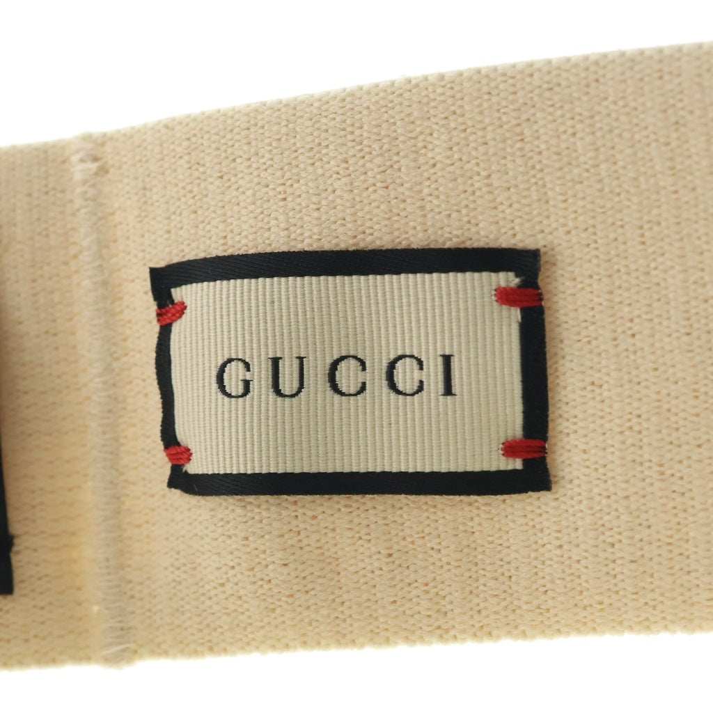 GUCCI(グッチ) ヴィンテージ加工 ロゴプリント パイル生地 ヘアバンド アイボリー 491820 3G133 9060 レディース