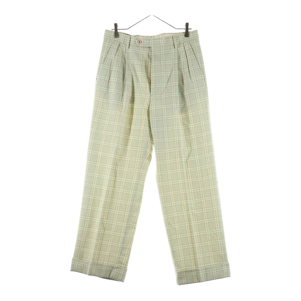 GUCCI(グッチ) 21AW タータンチェック 3タック ダブルウールスラックス イエロー/グリーン 653360