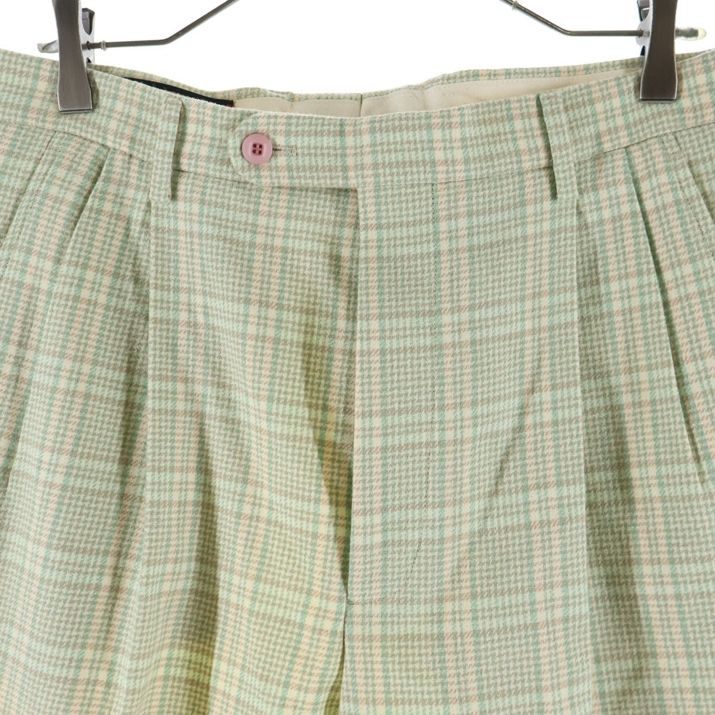 GUCCI(グッチ) 21AW タータンチェック 3タック ダブルウールスラックス イエロー/グリーン 653360