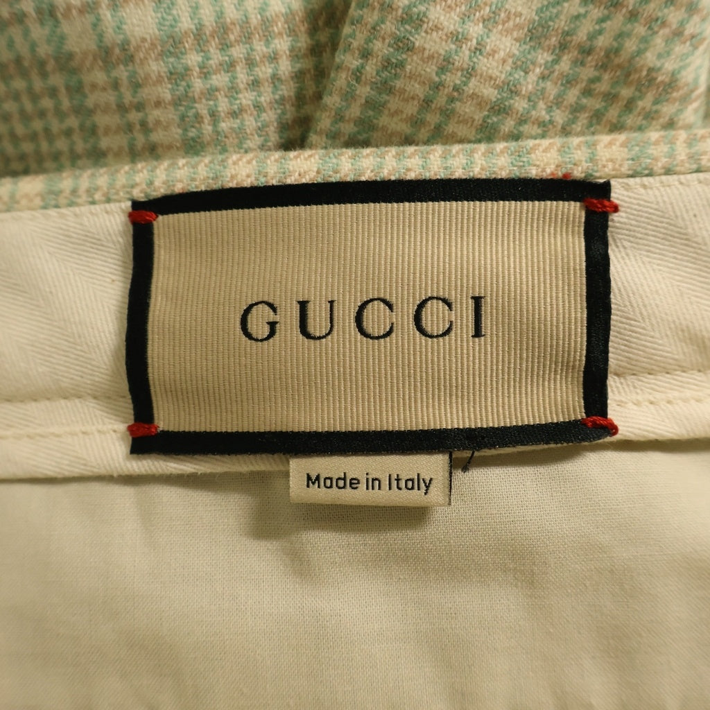 GUCCI(グッチ) 21AW タータンチェック 3タック ダブルウールスラックス イエロー/グリーン 653360
