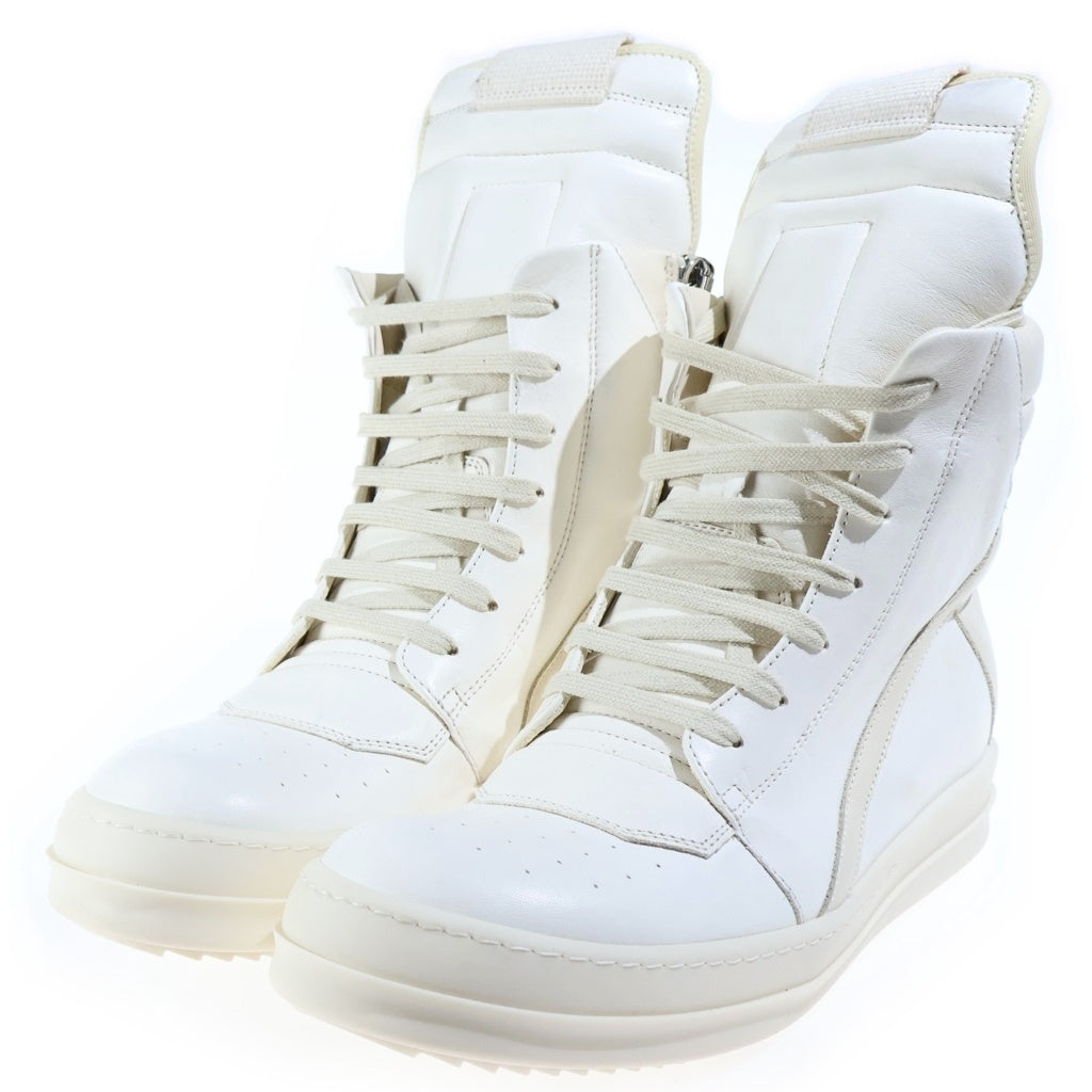Rick Owens(リックオウエンス) 25AW GEOBASKET ジオバスケット レザーハイカットスニーカー ホワイト RP02E4894-LBHLPO