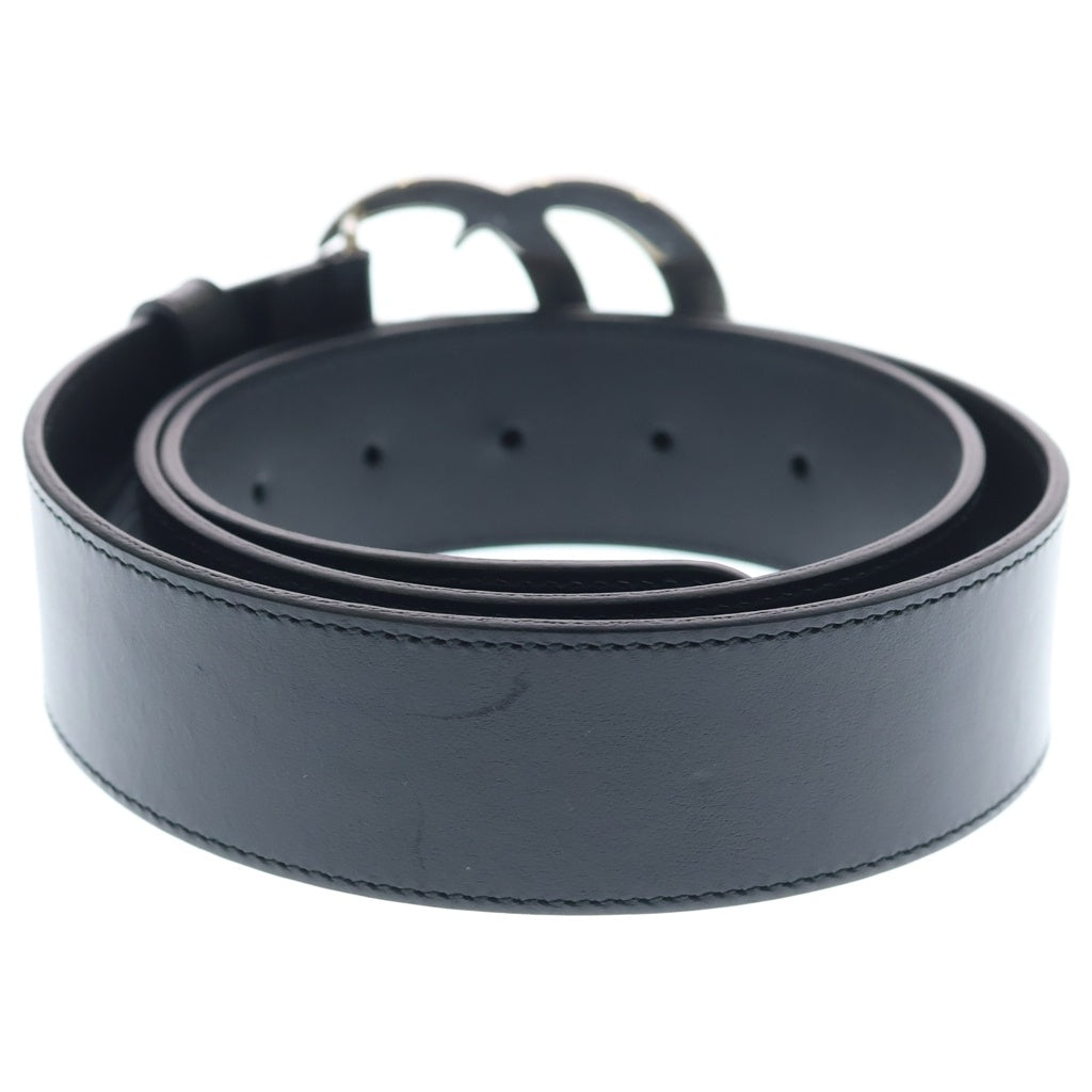 GUCCI(グッチ) Double G Belt ダブルG シルバーバックル レザーベルト ブラック 400593