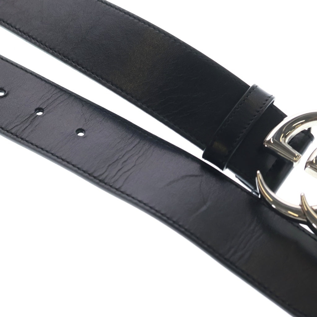 GUCCI(グッチ) Double G Belt ダブルG シルバーバックル レザーベルト ブラック 400593